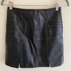 Black leather mini skirt, size small